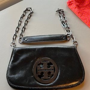 Tory Burch black leather clutch